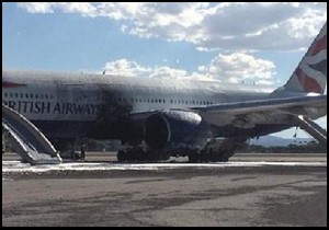 British Airways uçağı Las Vegas ta yandı, 14 kişi yaralandı!