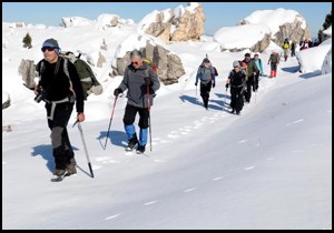 Sahile 40 kilometre uzakta kar yürüyüşü