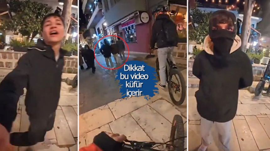 Kaleiçi'nin hırtları... Bisikletli gencin önünü kesip ağıza alınmayacak küfürler ettiler